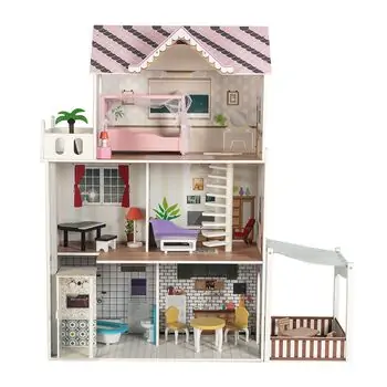 Wooden Doll House With Furniture and Elevator TX1195 თოჯინის ხის სახლი ავეჯით