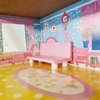 Toy Wooden Doll House For Kids TX1055 თოჯინის ხის სახლი ავეჯით, 10 image