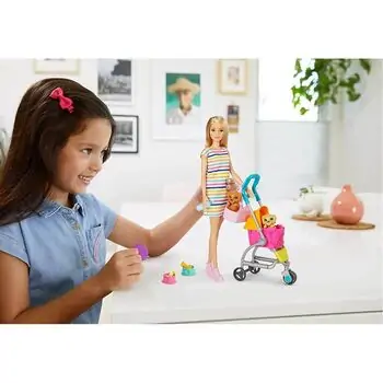 Barbie's Doll With Walking Dogs Playset MTL-GHV92 ბარბის თოჯინა ძაღლით და აქსესუარებით, 6 image