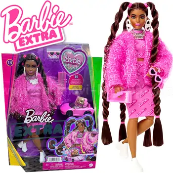 Barbie Extra Baby Pink in Nostalgic Dress MTL-HHN06 ბარბის თოჯინა მანქანით და ძაღლით