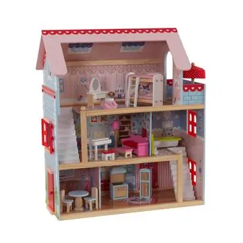 Toy Wooden Doll House With Accessories TX1322 თოჯინის ხის სახლი ავეჯით, 2 image