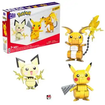 MEGA Pokemon Pikachu Evolution Trio Building Set GYH06 პოკემონის ასაწყობი კონსტრუქტორი