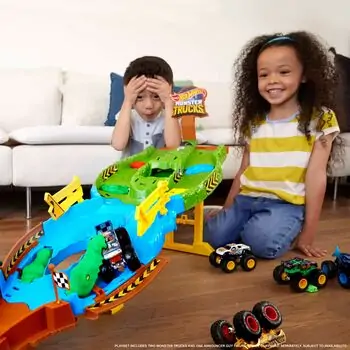 Hot Wheels HGV12 Monster Trucks Wreckin' Raceway Playset საბავშვო სათამაშო ტრასა, 3 image