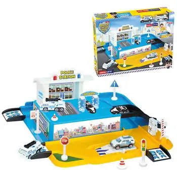 Dede 03371 1 LEVEL POLICE STATION GARAGE SET  სათამაშო ტრასა