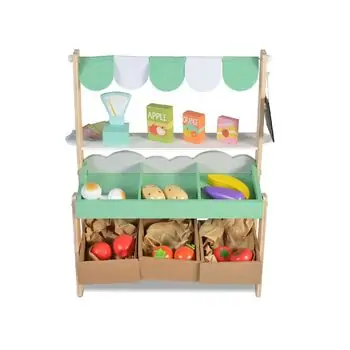 Moni Toys 4425 Wooden supermarket with set of products სათამაშო ხის დახლი-მაღაზია