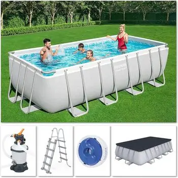 Bestway 56671 Frame Pool With Sand Filter And Ladder კარკასული აუზი ქვიშის ფილტრით და კიბით