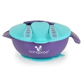Cangaroo SET OF FEEDING BOWL WITH FORK AND SPOON JELLY BLUE F1730 ჩვილის საკვები თასი, 2 image