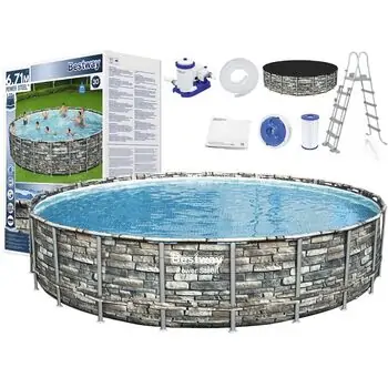 Bestway 56889 Steel Pro Max With Cartridge Filter And Ladder კარკასული აუზი კარტრიჯული ფილტრით და კიბით