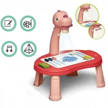 Dinosaur Projection Painting Board Table Pink სახატავი დაფა-მაგიდა პროექტორით, 4 image