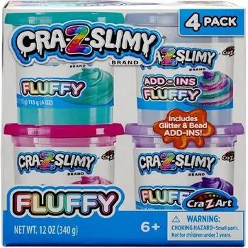 Cra Z Art Slimy Fluff 4 Pack სათამაშო ტყლარწის ნაკრები