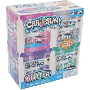 Cra Z Art Slimy Glitter 4 Pack სათამაშო ტყლარწის ნაკრები
