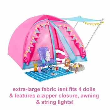 Barbie Let's Go Camping Tent ბარბის თოჯინები აქსესუარებით, 3 image