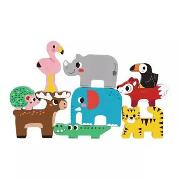 Tooky Toy TK057 Wooden Animal Stacking Game - განსავითარებელი სათამაშო, 2 image