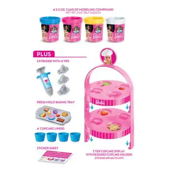 Cra-Z-Art Barbie Softee Dough Cupcake Maker სათამაშო პლასტელინის ნაკრები, 8 image