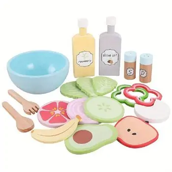 Wooden salad set -ხის სათამაშო აქსესუარები ხილით, 2 image