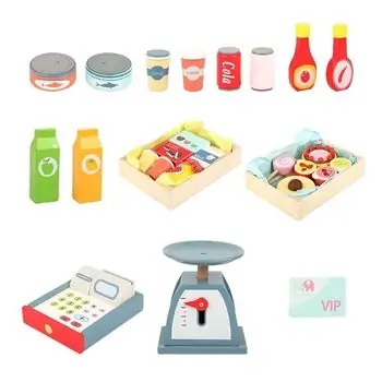 Supermarket With Set Of Products - ხის სათამაშო დახლი-მაღაზია, 8 image