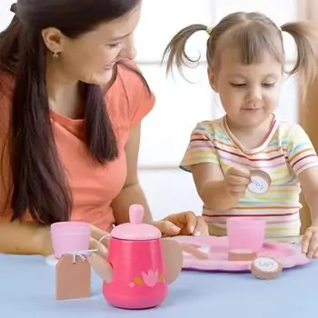 Flower Tea Wooden Set - სათამაშო ჩაის ჭურჭლის ნაკრები, 7 image