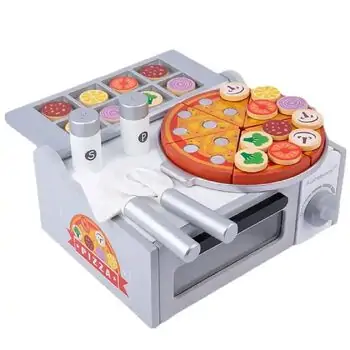 Wooden Toy Pizza Oven With Accsesoriess - ხის სათამაშო პიცის საცხობი აქსესუარებით, 7 image