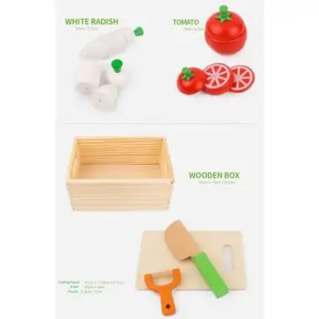 Wooden Box With chopping board set And Accsesoriess - ხის სათამაშო ყუთი დასაჭრელი ბოსტნეულით და აქსესუარებით, 3 image