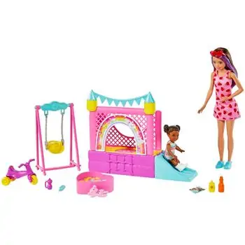 Barbie Skipper Babysitters Inc. Bounce House Playset With Dolls & Accessories ბარბის თოჯინა აქსესუარებით