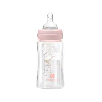 Kikkaboo Glass Feeding Bottle 240ml Hippo Dreams Pink - ახალშობილის ბოთლი, 2 image