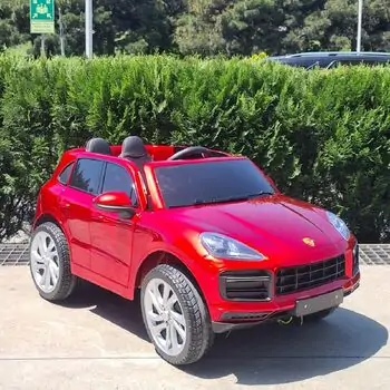 Porsche Cayenne Painted Red - ელექტრო მანქანა კაუჩუკის საბურავებით და ტყავის სავარძლით