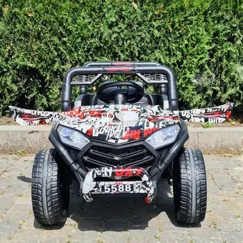 Buggy Jeep Painted White - ელექტრო მანქანა კაუჩუკის საბურავებით, 2 image