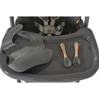 Moni High Chair With A Gift Lindo Grey - საკვები სკამ-მაგიდა საჩუქრით, 10 image