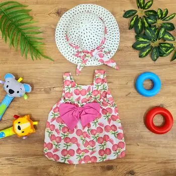 Little Grapefruit Dress Set Pink საბავშვო კაბის კომპლექტი