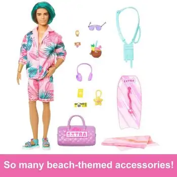 Travel Ken Doll With Beach Fashion, Barbie Extra Fly - სათამაშო კენის თოჯინა, 2 image