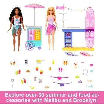 Barbie Beach Boardwalk Playset With Brooklyn” & “Malibu” Dolls ბარბის თოჯინები აქსესუარებით, 3 image