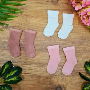 Baby Socks Cotton Pink And White საბავშვო წინდები