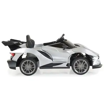 Moni Bo Car Flash Silver ელექტრო მანქანა კაუჩუკის საბურავებით და ტყავის სავარძლით, 8 image