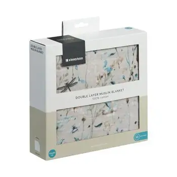 KikkaBoo Double layer muslin blanket Dreamy Fields Grey ორფენიანი ახალშობილის პლედი