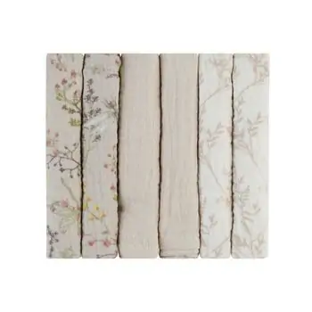​KikkaBoo Muslin cloth set 6 pcs Secret Garden Beige ახალშობილის პირსაწმენდი​, 2 image