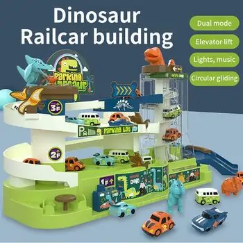 Dinosaur 4 Car Park Building Track Set - სათამაშო პარკინგი, 4 image