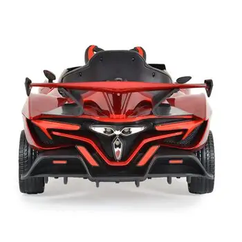 Moni Bo Car Flash Red ელექტრო მანქანა კაუჩუკის საბურავებით და ტყავის სავარძლით, 5 image
