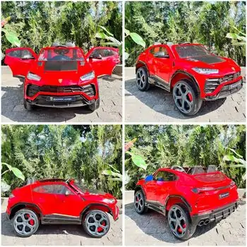 Lamborghini Electric Car Red - ელექტრო მანქანა კაუჩკის საბურავებით და ტყავის სავარძლით
