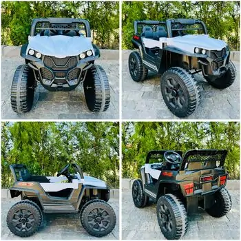 Mini Mitsubishi Jeep White - ელექტრო მანქანა კაუჩუკის საბურავებით