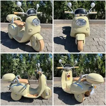 Retro Style Motorcycle Green - ელექტრო მოტოციკლი