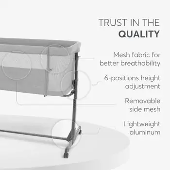 KikkaBoo Noah Light  Grey ახალშობილის საწოლი, 5 image