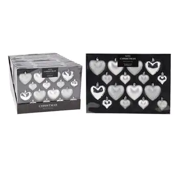 Christmas Hanging Decoration Heart Silver ნაძვის ხის სათამაშოები