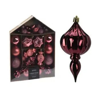 Christmas Hanging Decoration Ball Dark Pink ნაძვის ხის სათამაშოები