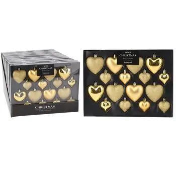 Christmas Hanging Decoration Heart Gold ნაძვის ხის სათამაშოები