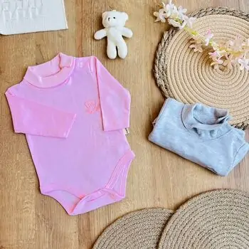 Throat Long Sleeve Bodysuit Pink -  ჩვილის ბოდე