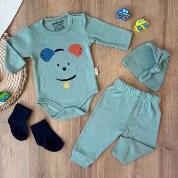 Happy Dog Set 4 In 1 - ჩვილის სამოსის ნაკრები