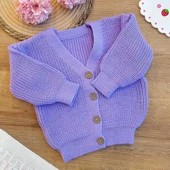 Baby Cute Knitted Jacket Purple - საბავშვო მოსაცმელი