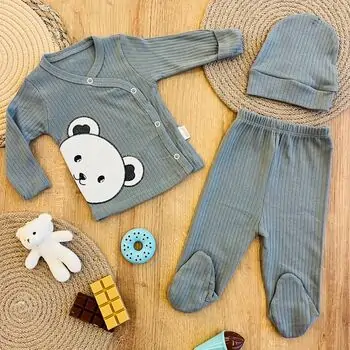 Newborn Baby 3in1 set Cute Bear - ახალშობილის ტანსაცმლის კომპლექტი