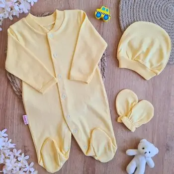 Newborn Baby 3in1 set Cream ახალშობილის ტანსაცმლის კომპლექტი