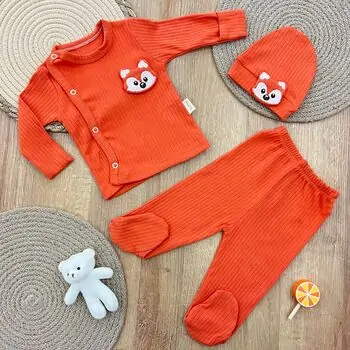 Newborn Baby 3in1 set Little Fox - ახალშობილის ტანსაცმლის კომპლექტი